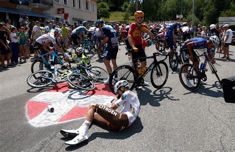 Cyclists fall ‘like skittles’ at the Tour de France in spectacular crash